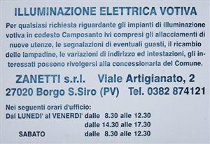 Illuminazione votiva dei Cimiteri