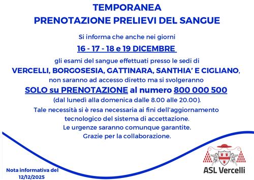 Proroga prenotazione prelievi del sangue