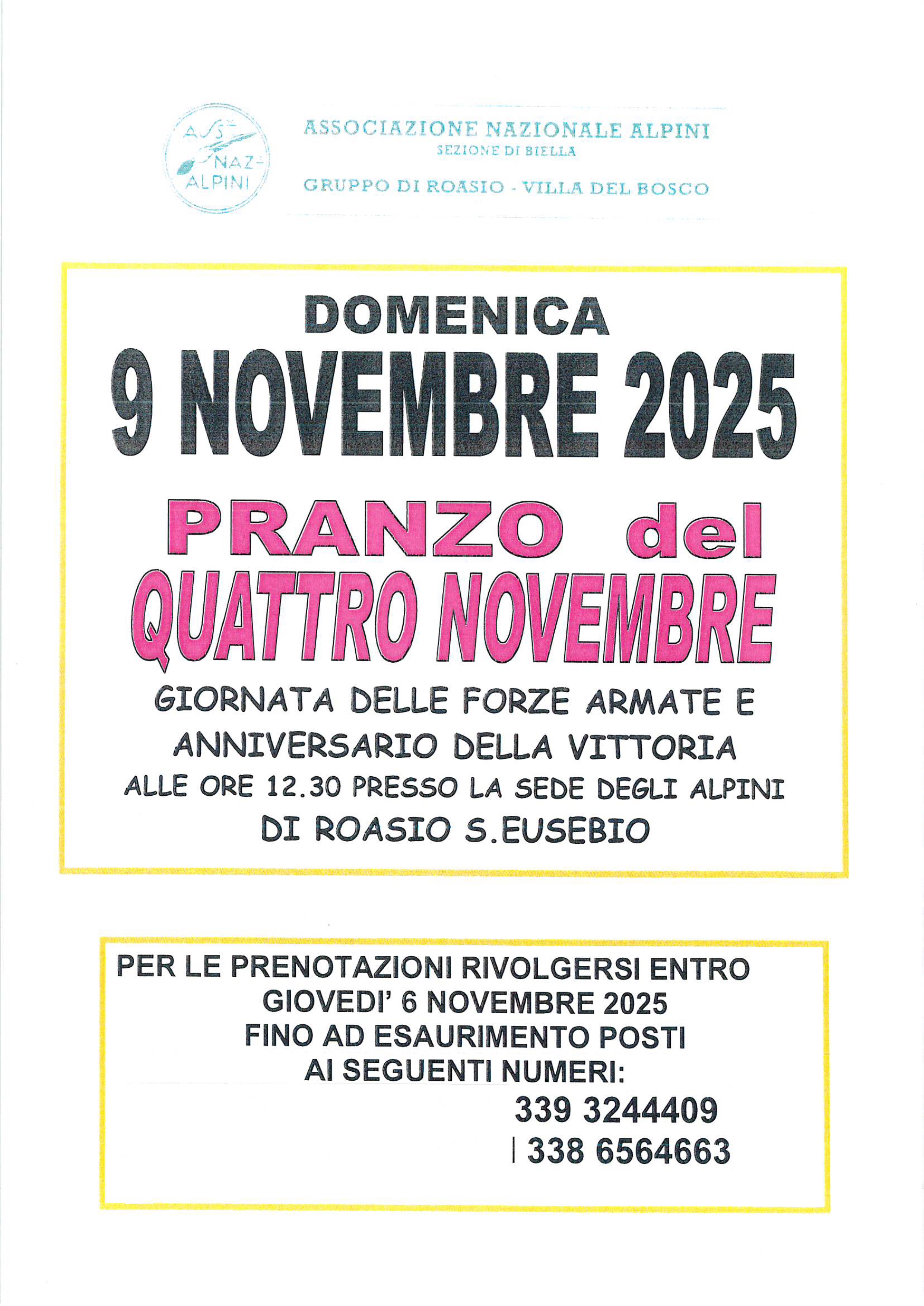 Pranzo Quattro Novembre 2025
