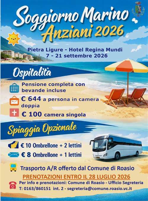 Soggiorno marino anziani 2026