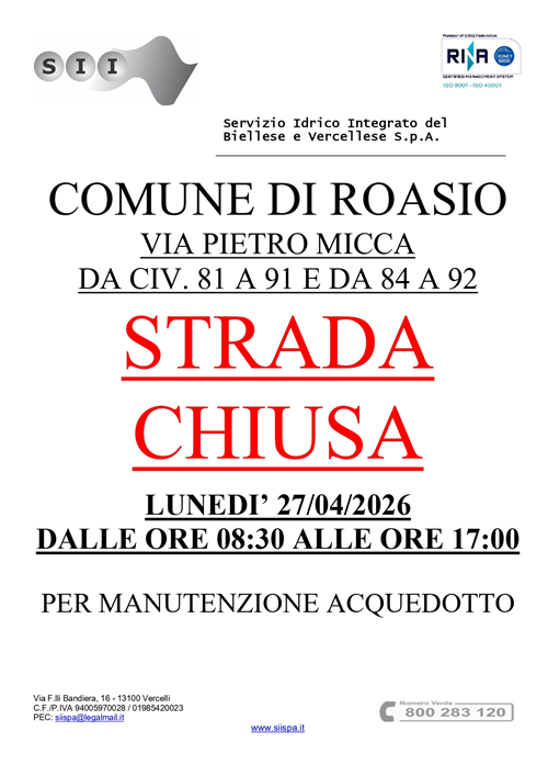 Chiusura strada 27.04.2026
